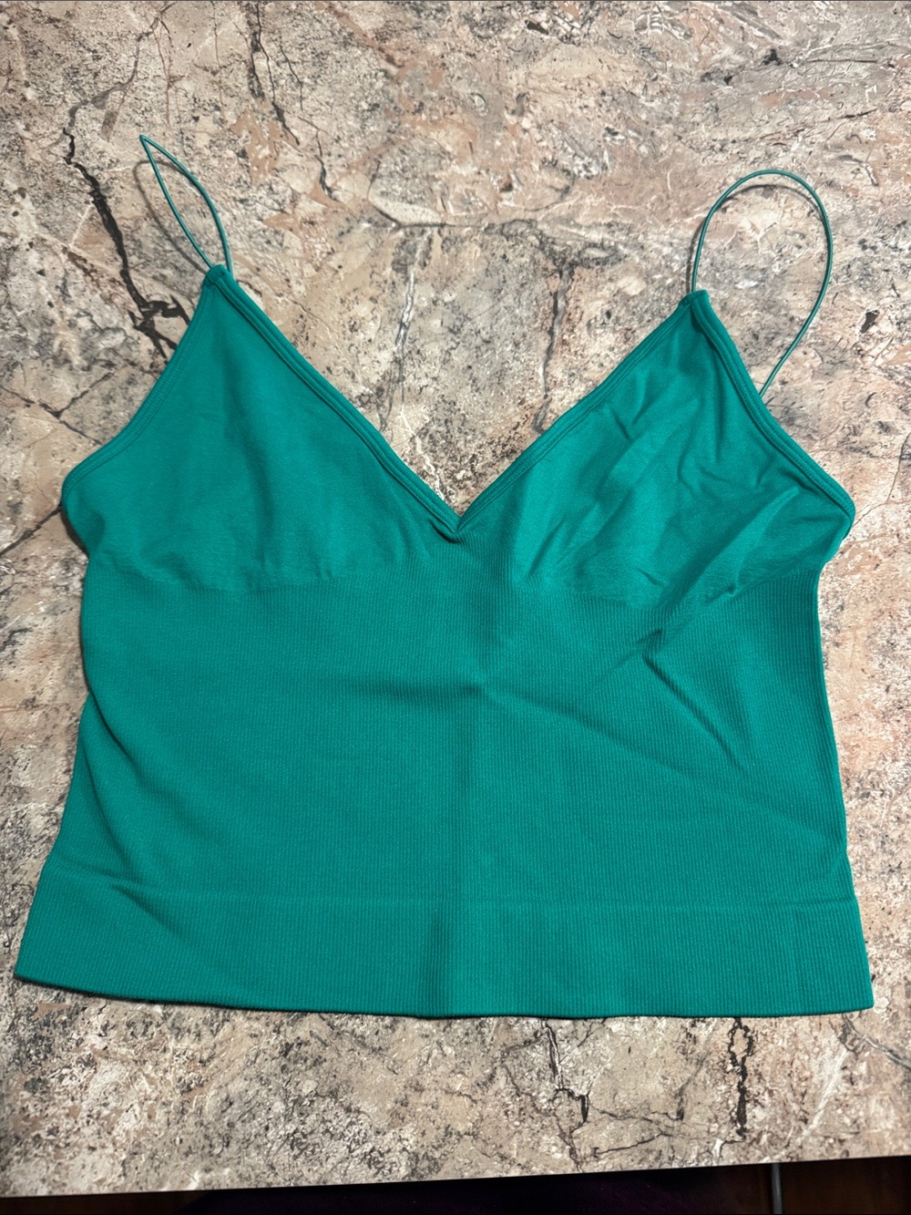 Free People Teal V-Neck Spaghetti Strap Bandeau Top